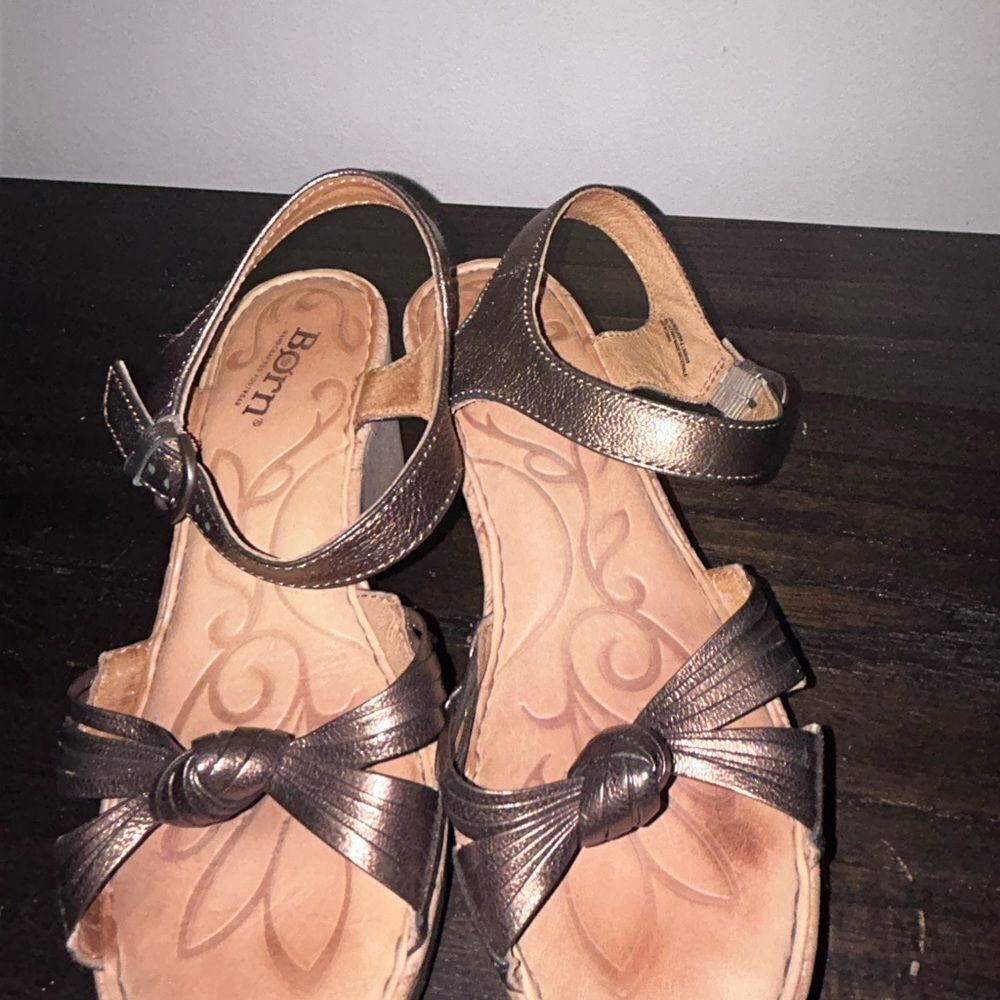 Born Metallic Brown Wedge Sandals - Picture 6 of 7